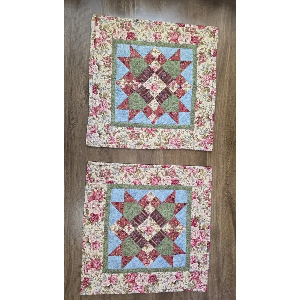 Handmade Quilted Placemats / Table Toppers (Set of 2) Cottagecore Grannycore